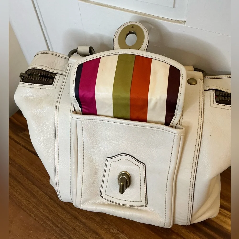 Coach Cream Leather Tote Bag - Picture 3 of 8
